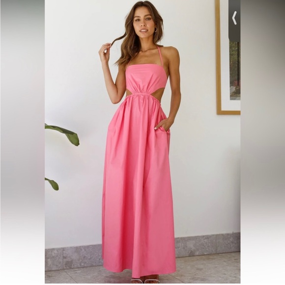 Hello Molly “Should We Go” Pink Maxi dress size Small sz 4 - Picture 2 of 15